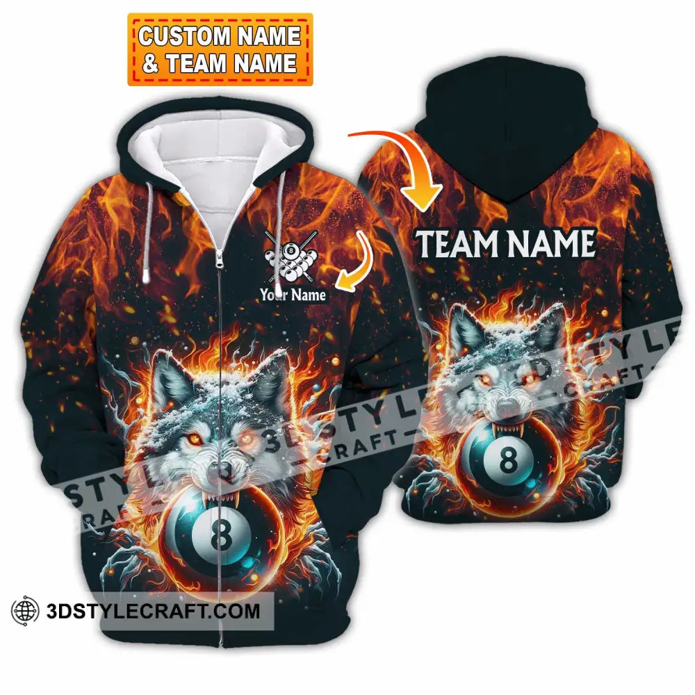 Unisex Shirt - Custom Text Shirt Billiard Wolf Shirt T-shirt