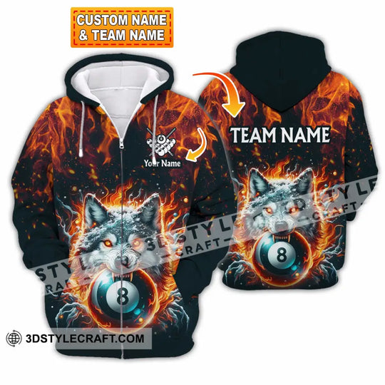 Unisex Shirt - Custom Text Shirt, Billiard Wolf Shirt style option 2