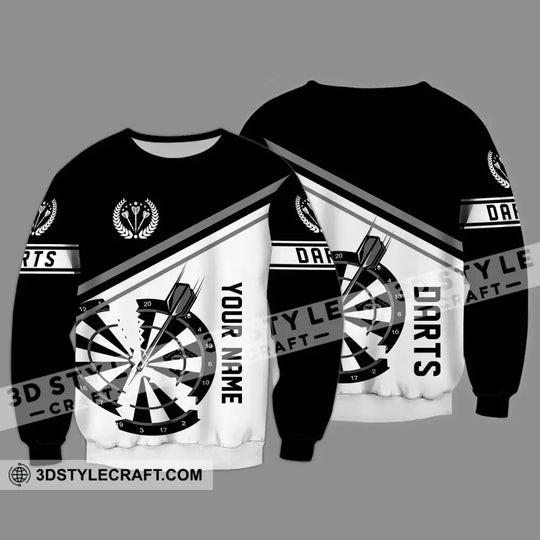 Unisex Shirt - Custom Text Black And White Darts Sport Shirt style option 4