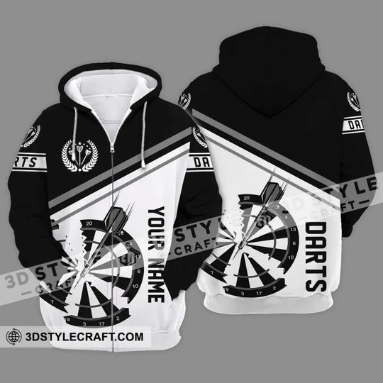 Unisex Shirt - Custom Text Black And White Darts Sport Shirt style option 2