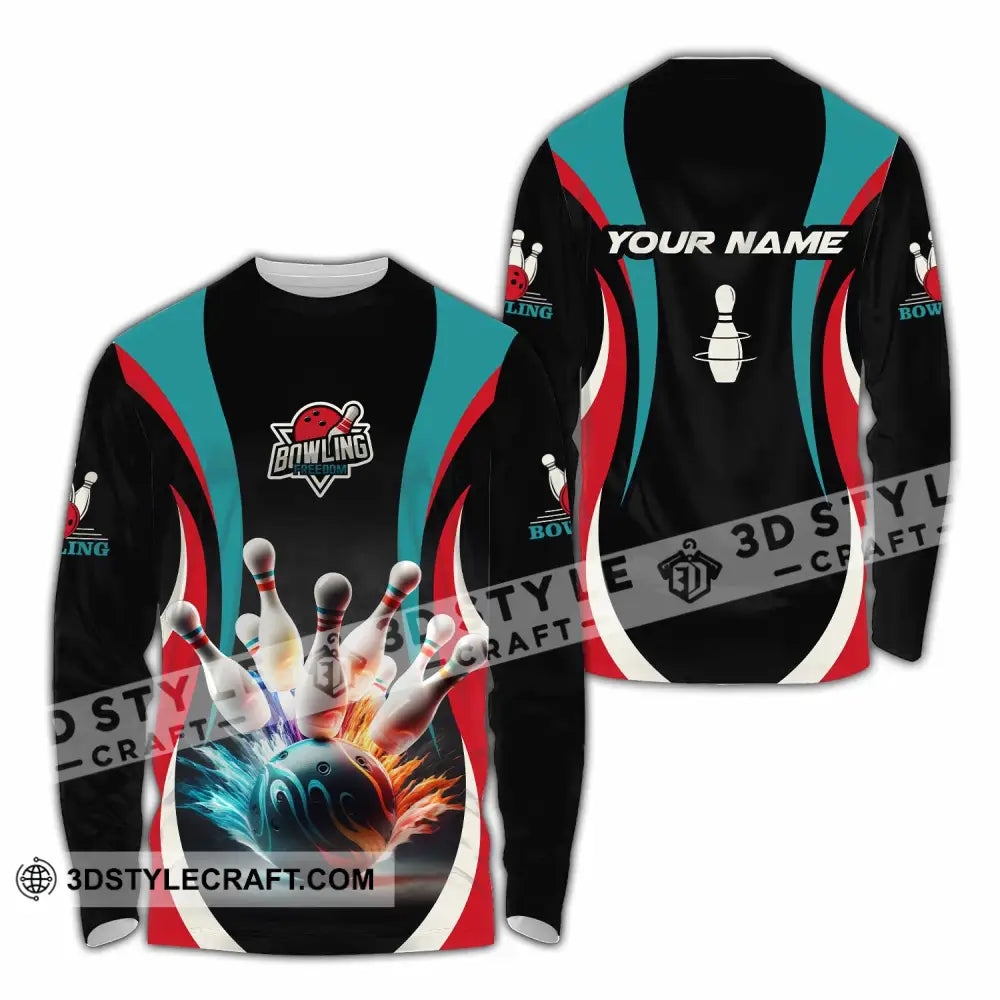 Unisex Shirt - Custom Text Shirt Bowling Freedom Shirt Long Sleeve Shirt / S T-shirt