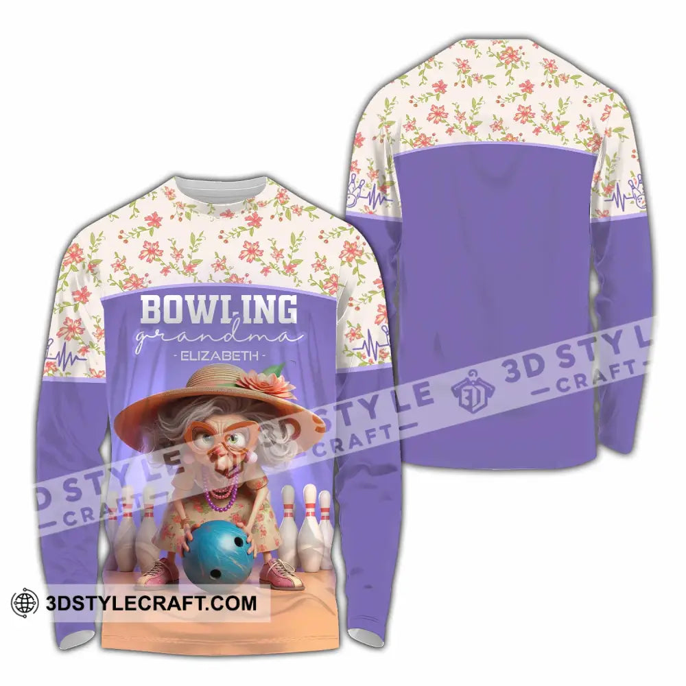 Unisex Shirt - Custom Text Shirt Bowling Grandma Shirt Long Sleeve Shirt / S T-shirt