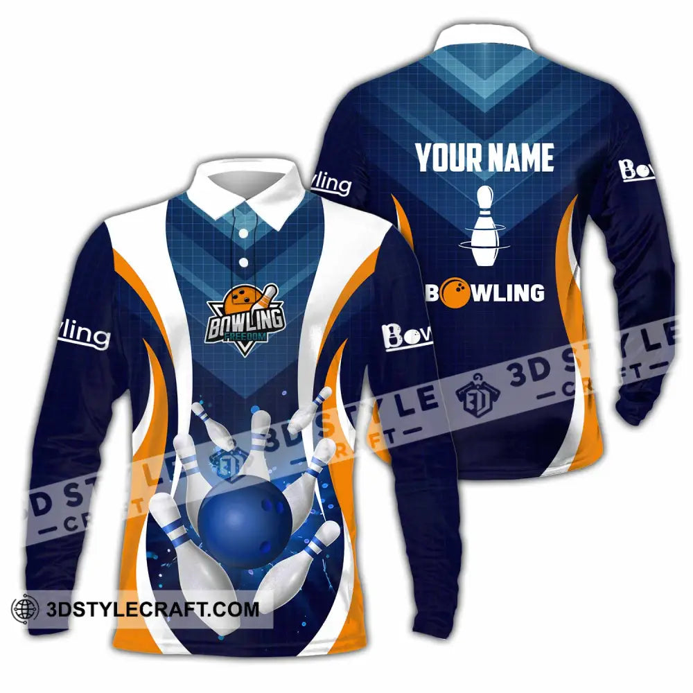 Unisex Shirt - Custom Text Shirt Bowling Shirt Long Sleeve Polo / S T-shirt