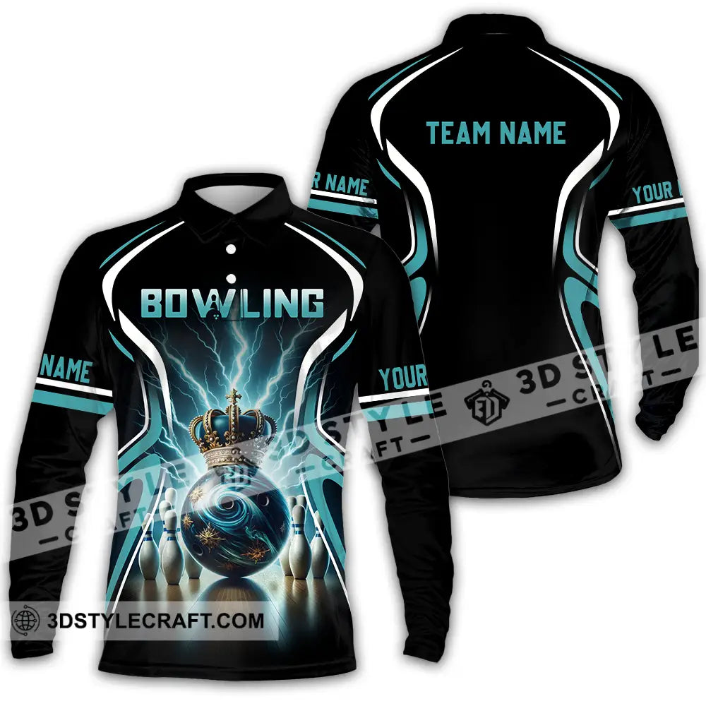 Unisex Shirt - Custom Text Shirt Bowling Shirt Long Sleeve Polo / S T-shirt