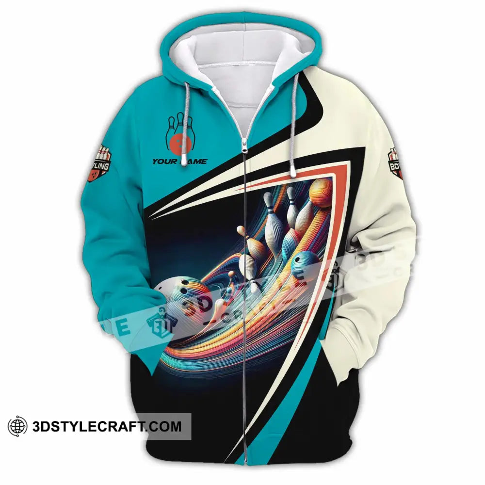 Unisex Shirt - Custom Text Shirt Bowling Shirt Zipper Hoodie / S T-shirt