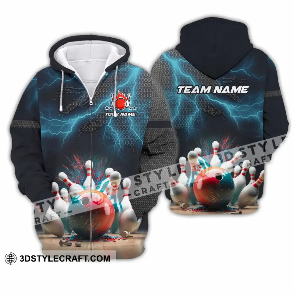 Unisex Shirt - Custom Text Shirt Bowling Shirt Zipper Hoodie / S T-shirt