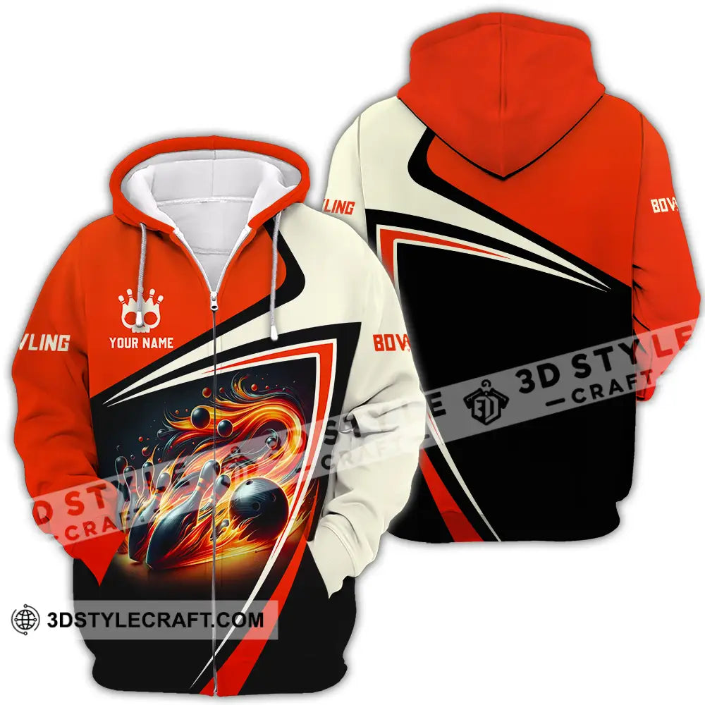 Unisex Shirt - Custom Text Shirt Bowling Shirt Zipper Hoodie / S T-shirt