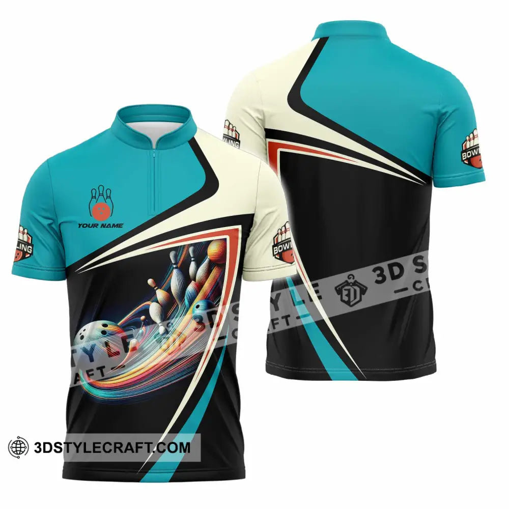 Unisex Shirt - Custom Text Shirt Bowling Shirt Zipper Polo Shirt / S T-shirt