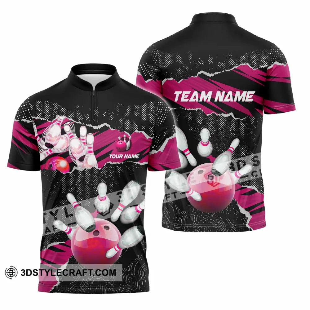 Unisex Shirt - Custom Text Shirt Bowling Shirt Zipper Polo Shirt / S T-shirt