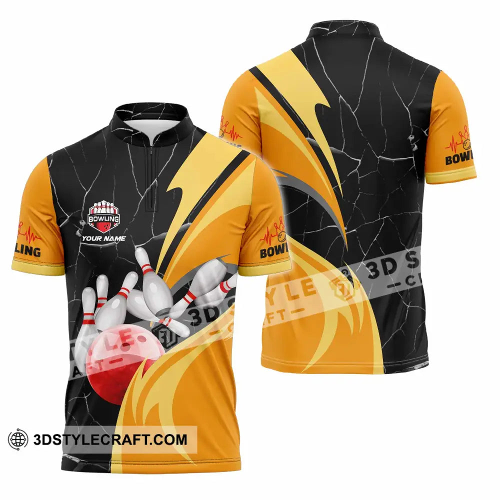 Unisex Shirt - Custom Text Shirt Bowling Shirt Zipper Polo Shirt / S T-shirt