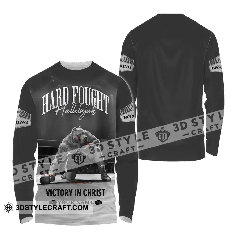 Unisex Shirt - Custom Text Boxing Hard Fought Hallelujah Long Sleeve / S T-Shirt