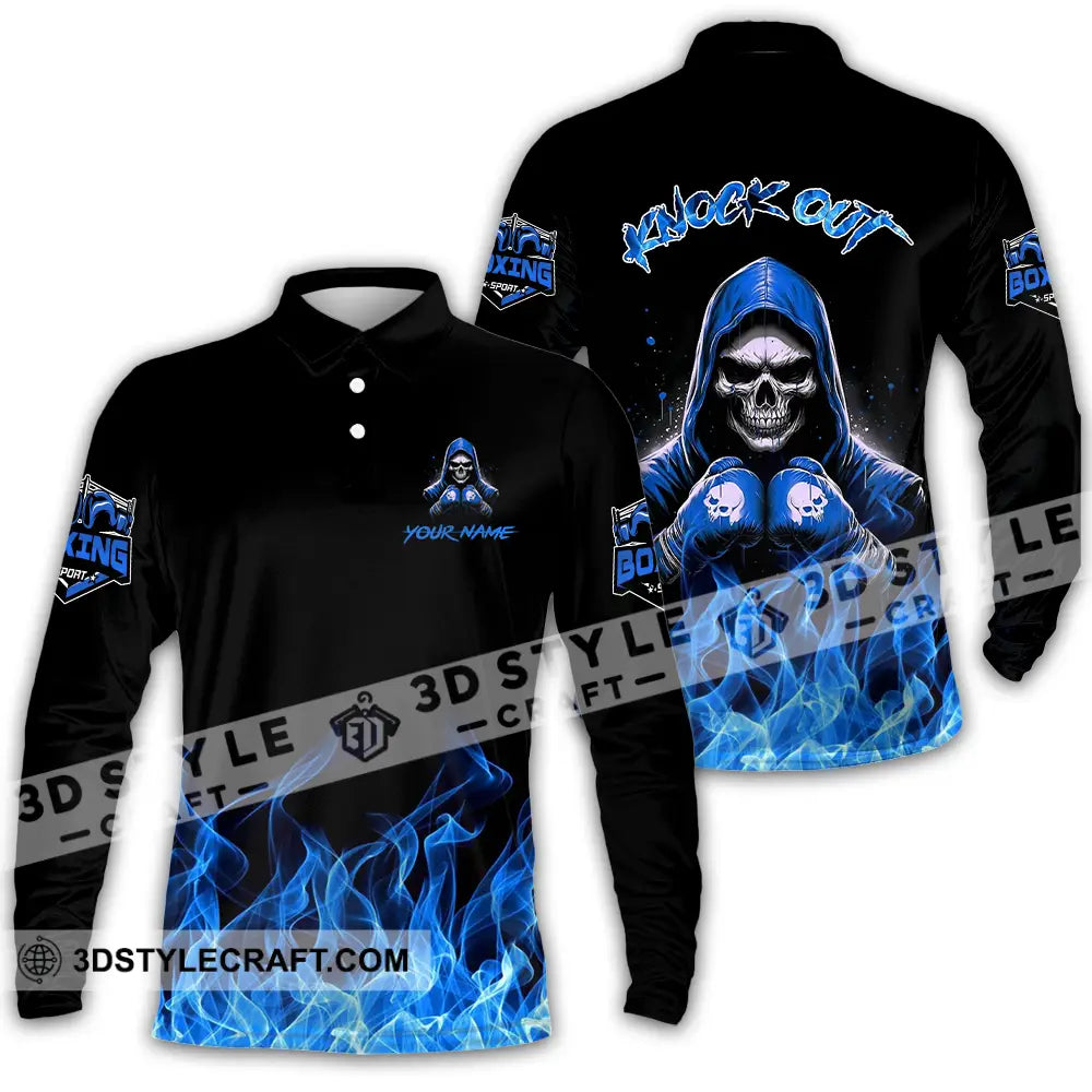 Unisex Shirt - Custom Text Shirt Boxing Knock Out Shirt Long Sleeve Polo / S T-shirt