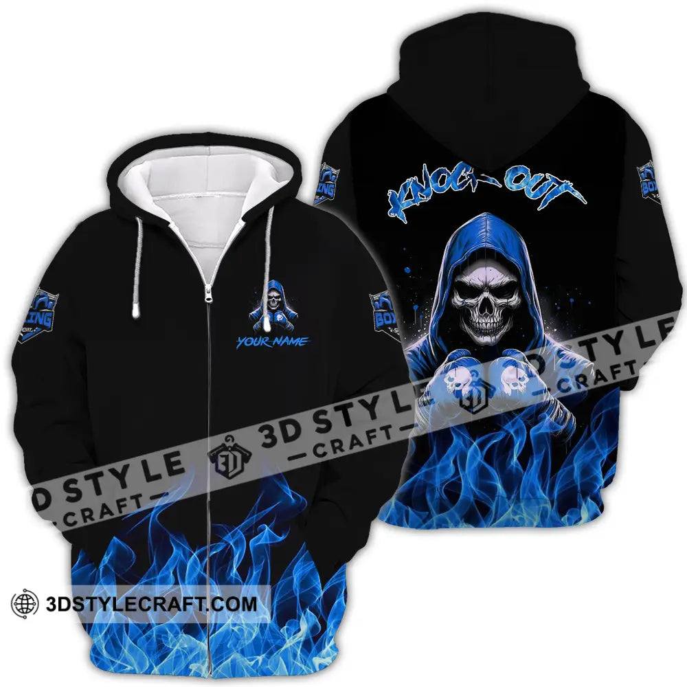 Unisex Shirt - Custom Text Shirt Boxing Knock Out Shirt Zipper Hoodie / S T-shirt