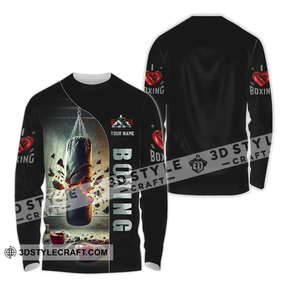 Unisex Shirt - Custom Text Boxing Long Sleeve / S T-Shirt