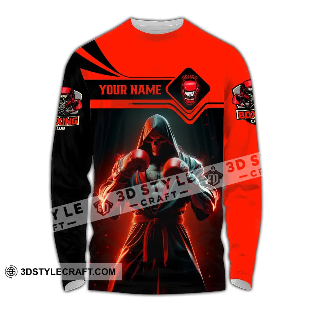 Unisex Shirt - Custom Text Boxing Man Long Sleeve / S T-Shirt
