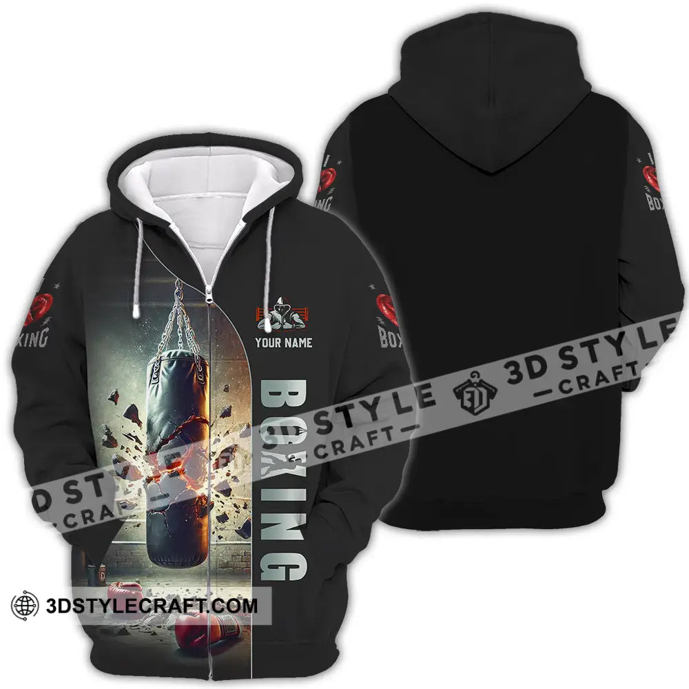 Unisex Shirt - Custom Text Boxing Zipper Hoodie / S T-Shirt