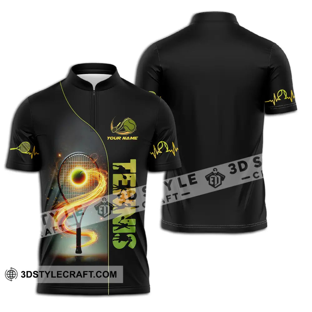 Unisex Shirt - Custom Text Burning Tennis Zipper Polo / S T-Shirt