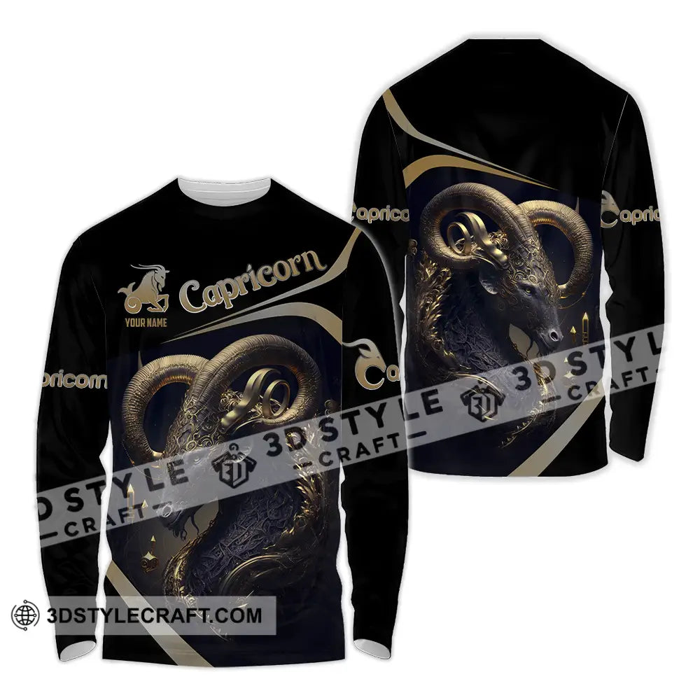 Unisex Shirt - Custom Text Capricorn Long Sleeve / S T-Shirt