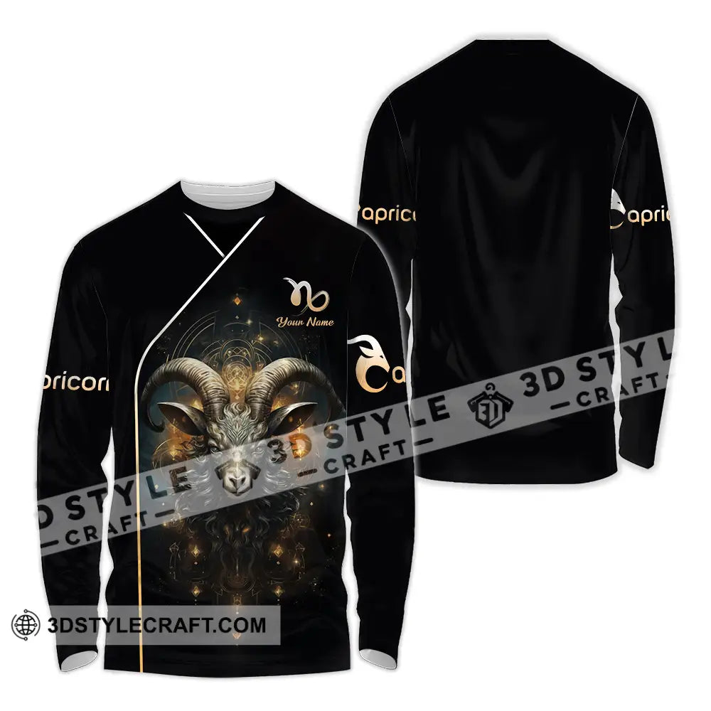 Unisex Shirt - Custom Text Capricorn Long Sleeve / S T-Shirt