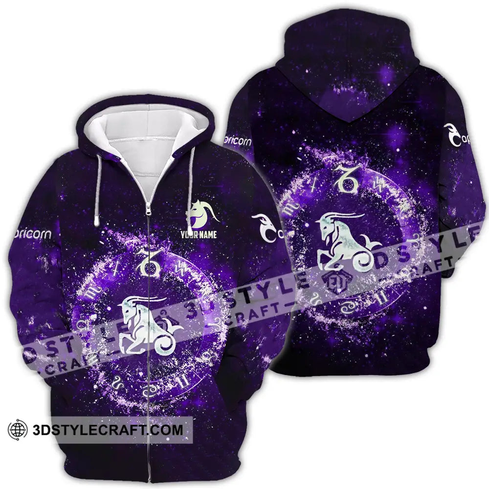Unisex Shirt - Custom Text Capricorn Zipper Hoodie / S T-Shirt