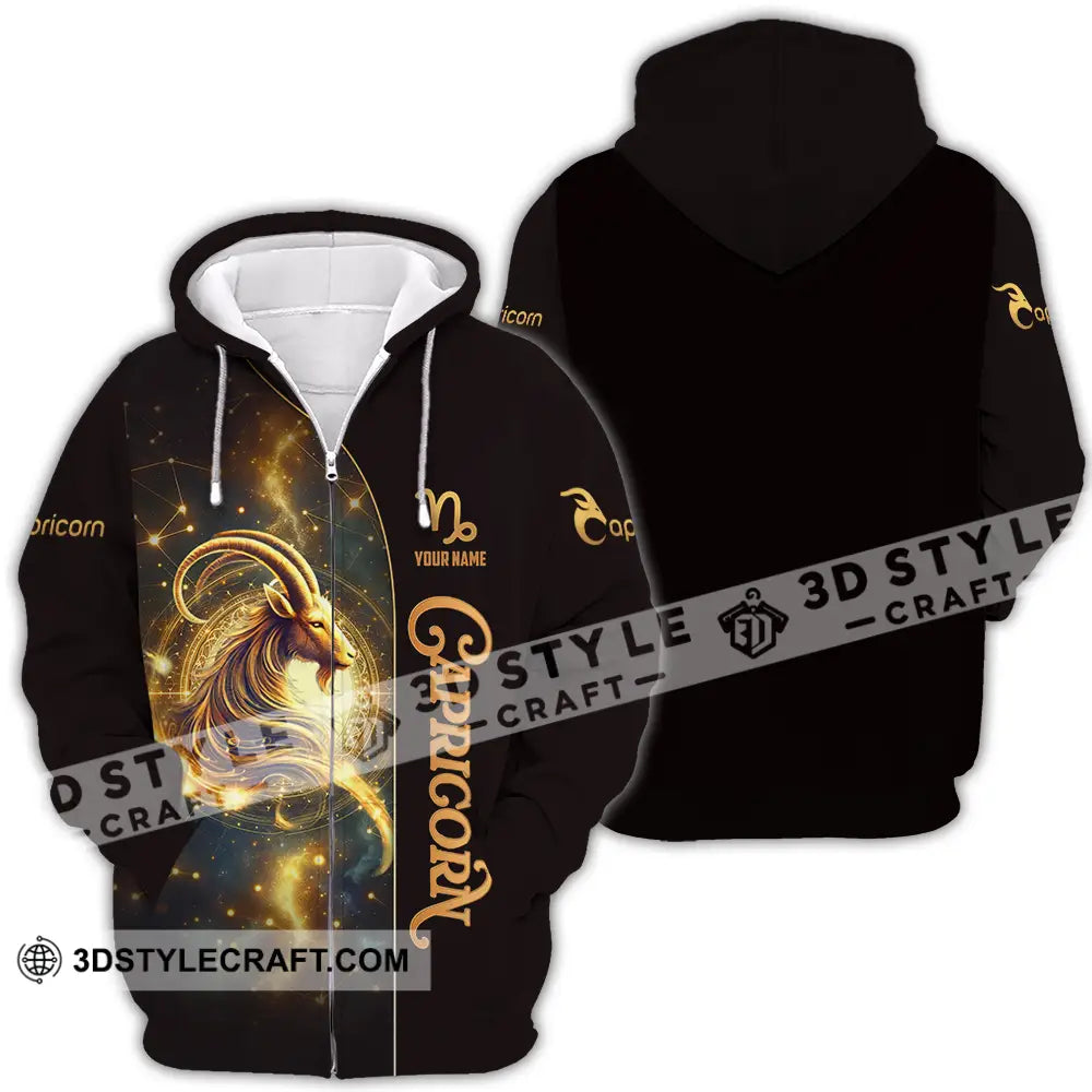 Unisex Shirt - Custom Text Capricorn Zipper Hoodie / S T-Shirt