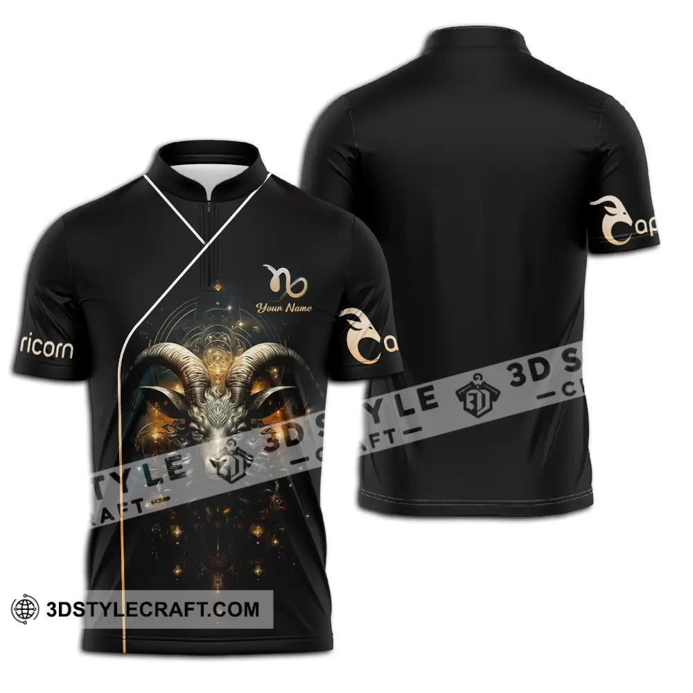 Unisex Shirt - Custom Text Capricorn Zipper Polo / S T-Shirt