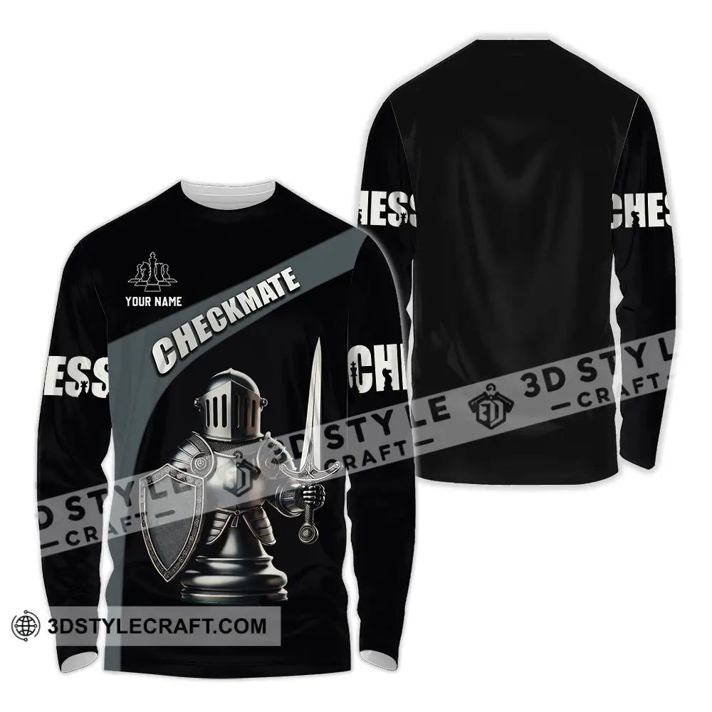 Unisex Shirt - Custom Text Checkmate Long Sleeve / S T-Shirt
