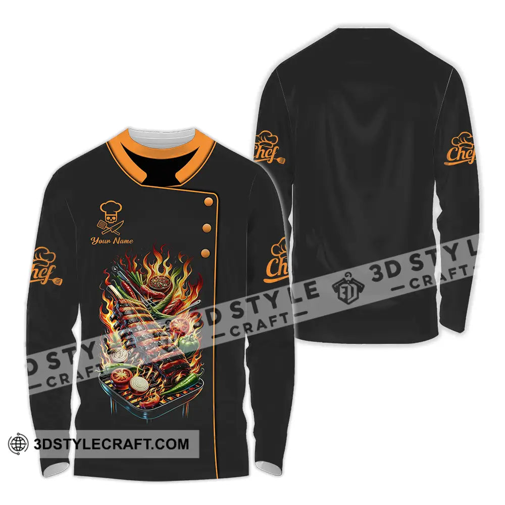 Unisex Shirt - Custom Text Chef Long Sleeve / S T-Shirt