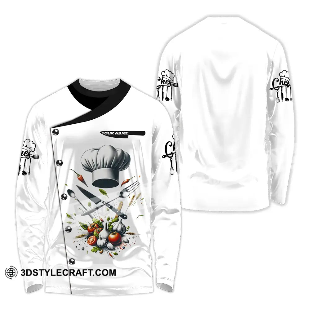 Unisex Shirt - Custom Text Chef Long Sleeve / S T-Shirt
