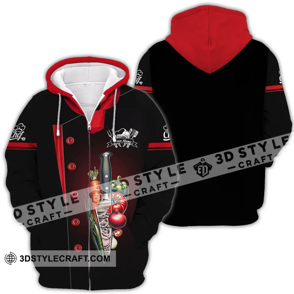 Unisex Shirt - Custom Text Chef Zipper Hoodie / S T-Shirt