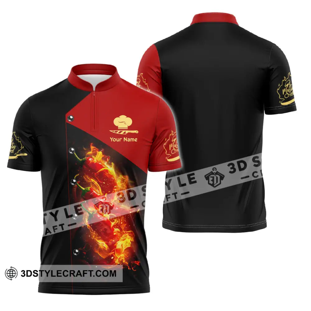 Unisex Shirt - Custom Text Shirt Chef Shirt Zipper Polo Shirt / S T-shirt