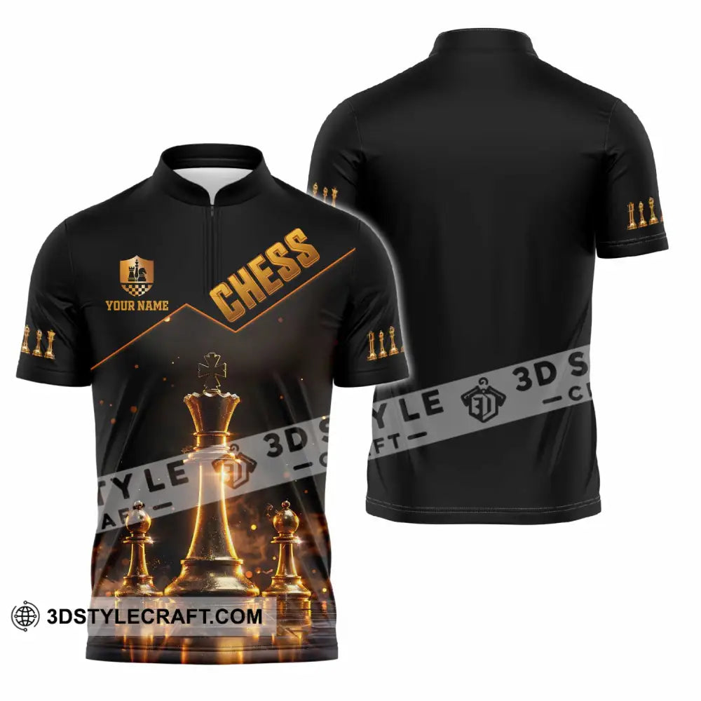 Unisex Shirt - Custom Text Chess Player Shirt Zipper Polo Shirt / S T-shirt