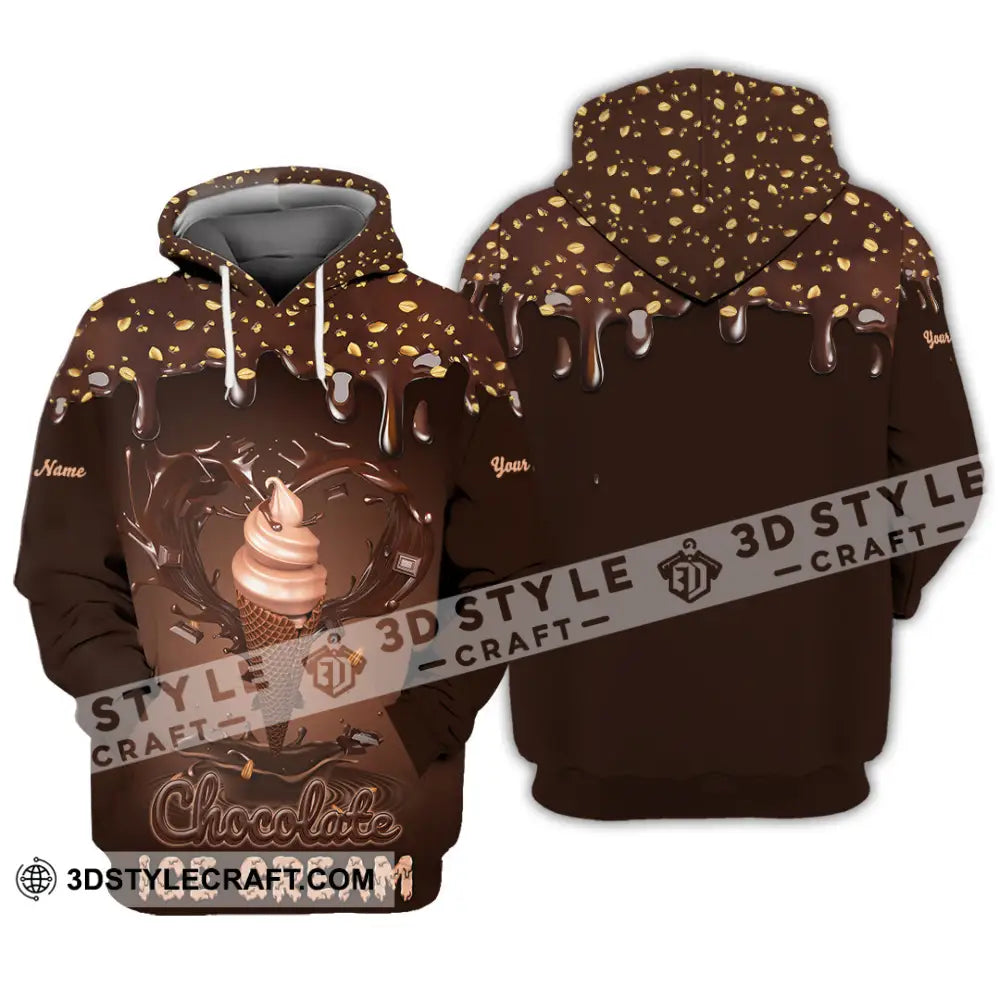 Unisex Shirt - Custom Text Chocolate Ice Cream Hoodie / S T-Shirt
