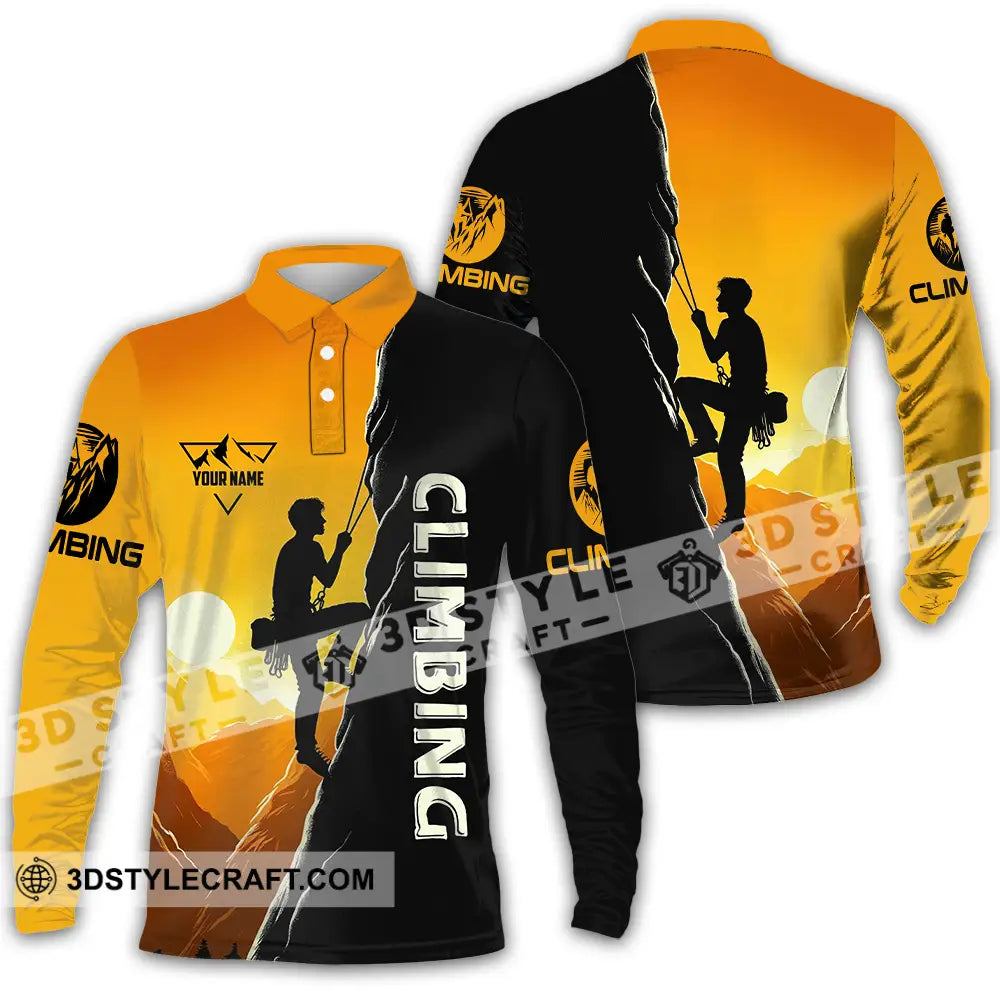 Unisex Shirt - Custom Text Climbing Long Sleeve Polo / S T-Shirt