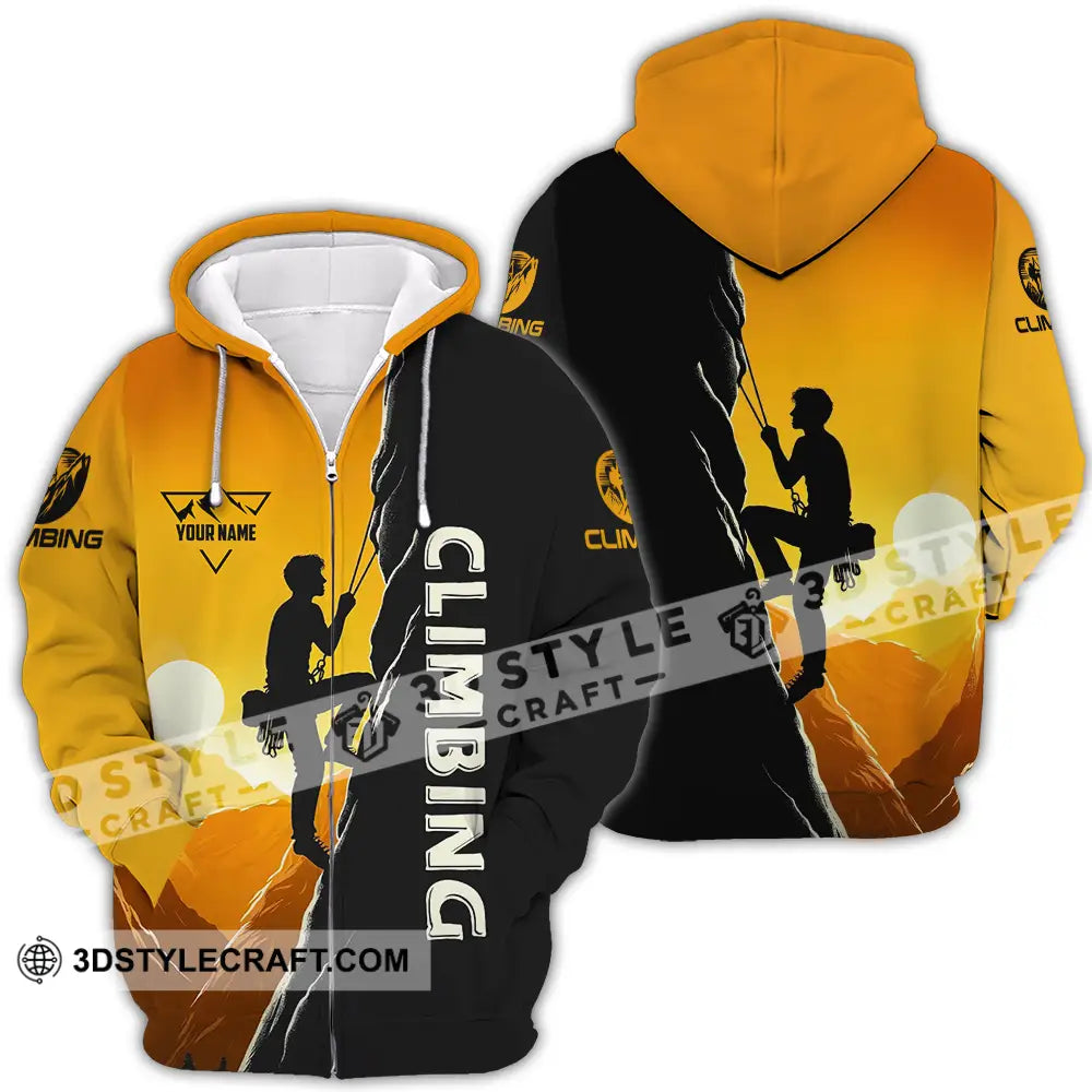 Unisex Shirt - Custom Text Climbing Zipper Hoodie / S T-Shirt