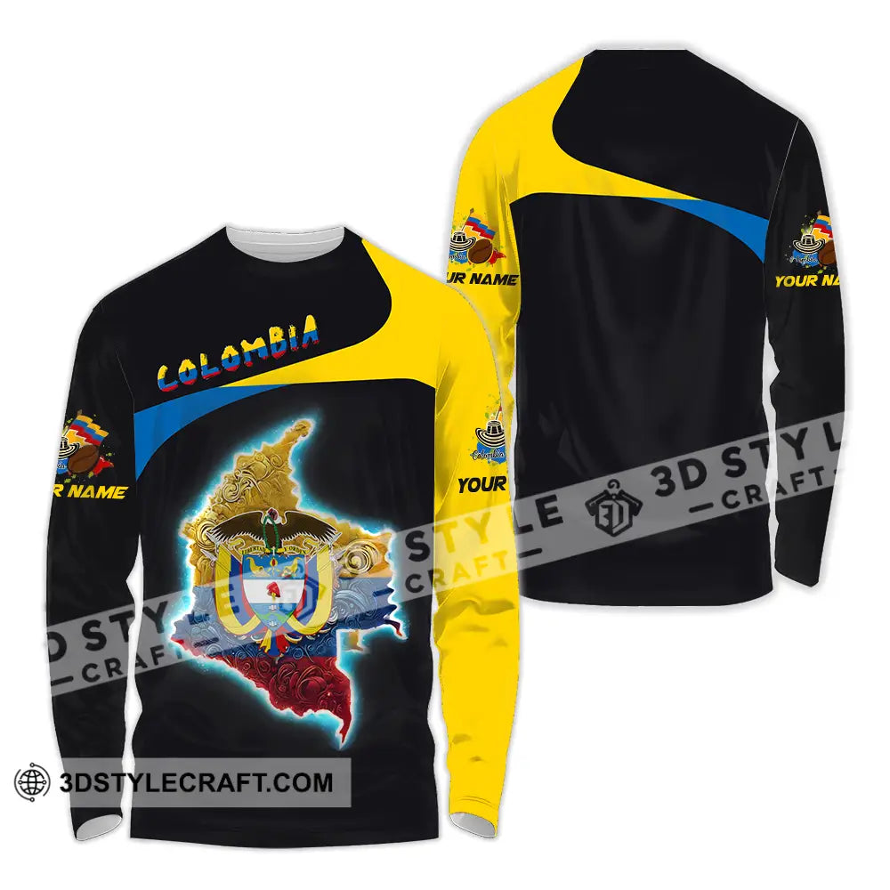 Unisex Shirt - Custom Text Colombia Long Sleeve / S T-Shirt