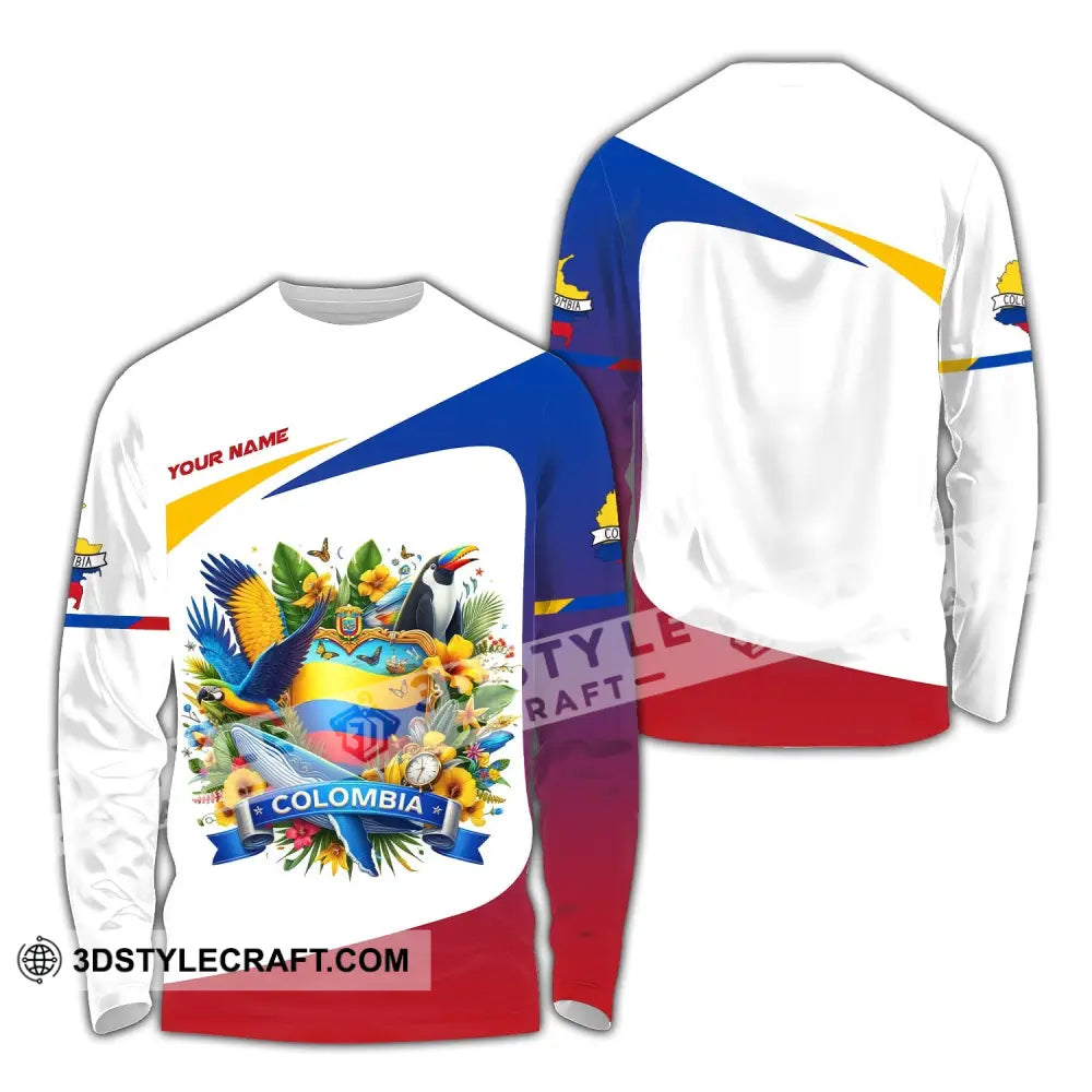 Unisex Shirt - Custom Text Colombia Long Sleeve / S T-Shirt