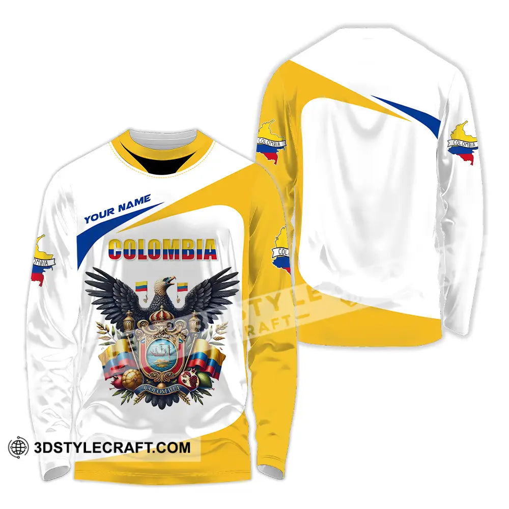 Unisex Shirt - Custom Text Colombia Long Sleeve / S T-Shirt