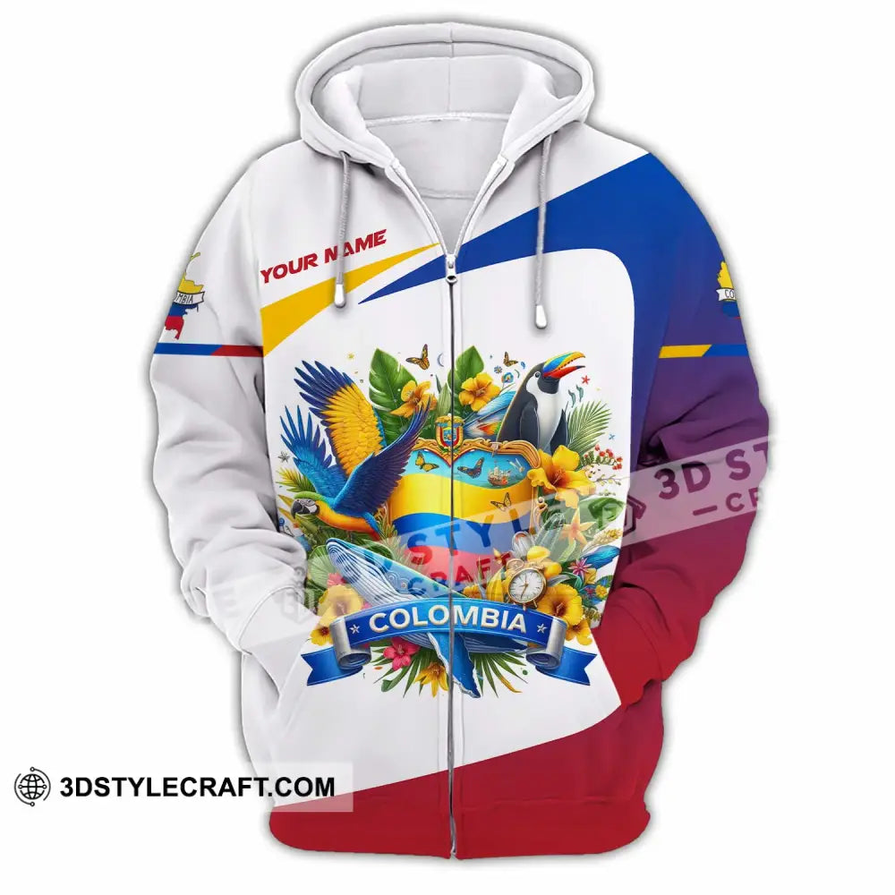Unisex Shirt - Custom Text Colombia Zipper Hoodie / S T-Shirt