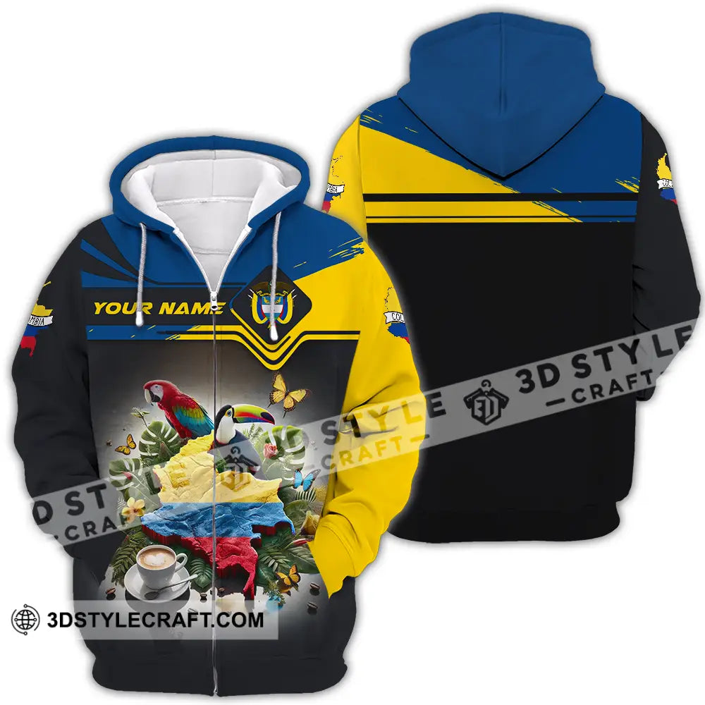 Unisex Shirt - Custom Text Colombia Zipper Hoodie / S T-Shirt