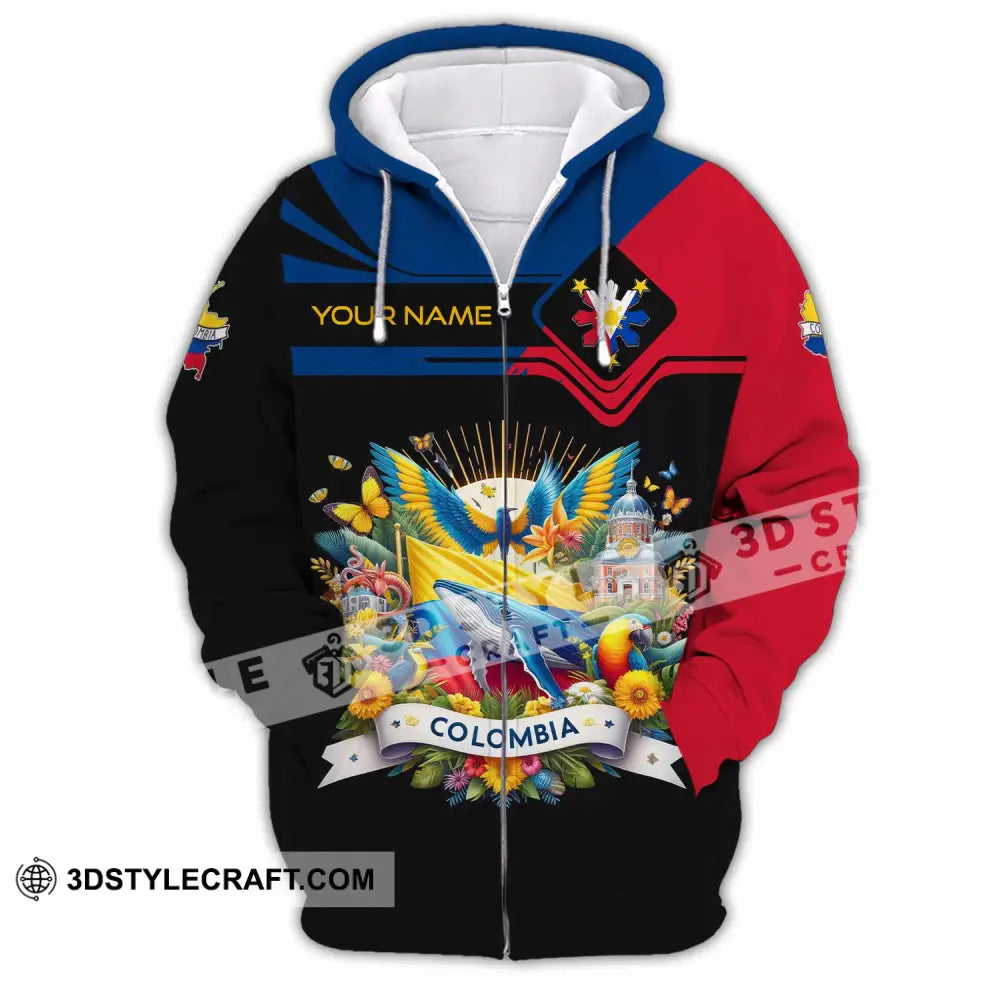 Unisex Shirt - Custom Text Colombia Zipper Hoodie / S T-Shirt
