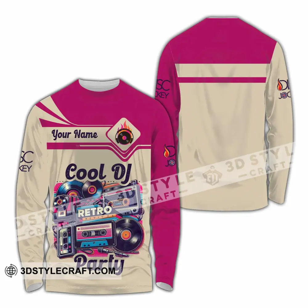 Unisex Shirt - Custom Text Shirt Cool DJ Retro Party Shirt Long Sleeve Shirt / S T-shirt