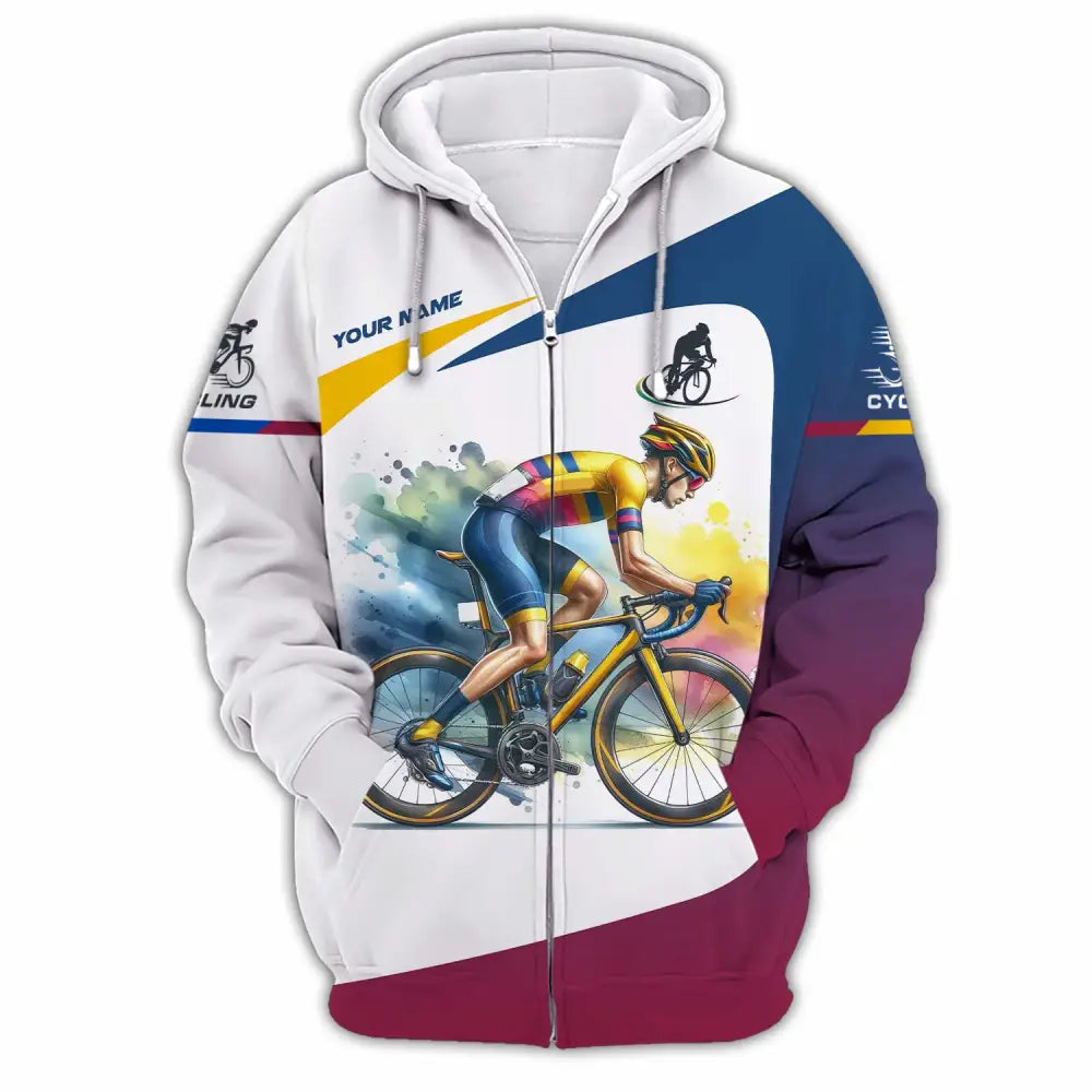 Unisex Shirt - Custom Text Cycling Zipper Hoodie / S T-Shirt