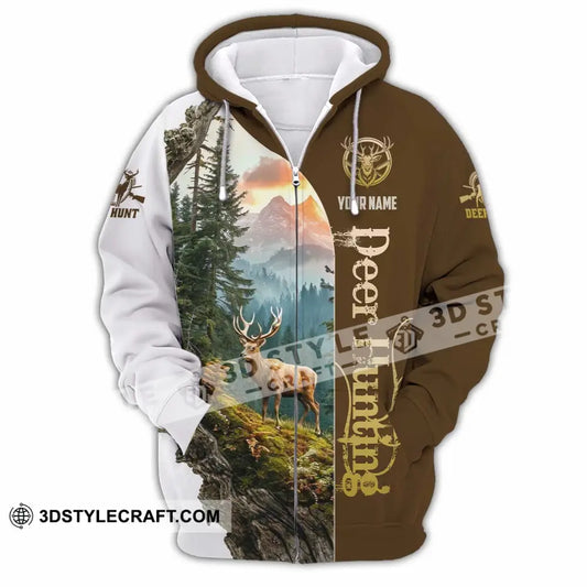 Unisex Shirt - Custom Text Shirt Deer Hunting Zipper Hoodie / S T-shirt