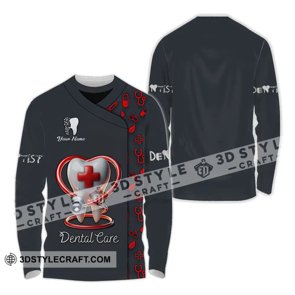Unisex Shirt - Custom Text Shirt Dental Care Long Sleeve Shirt / S T-shirt
