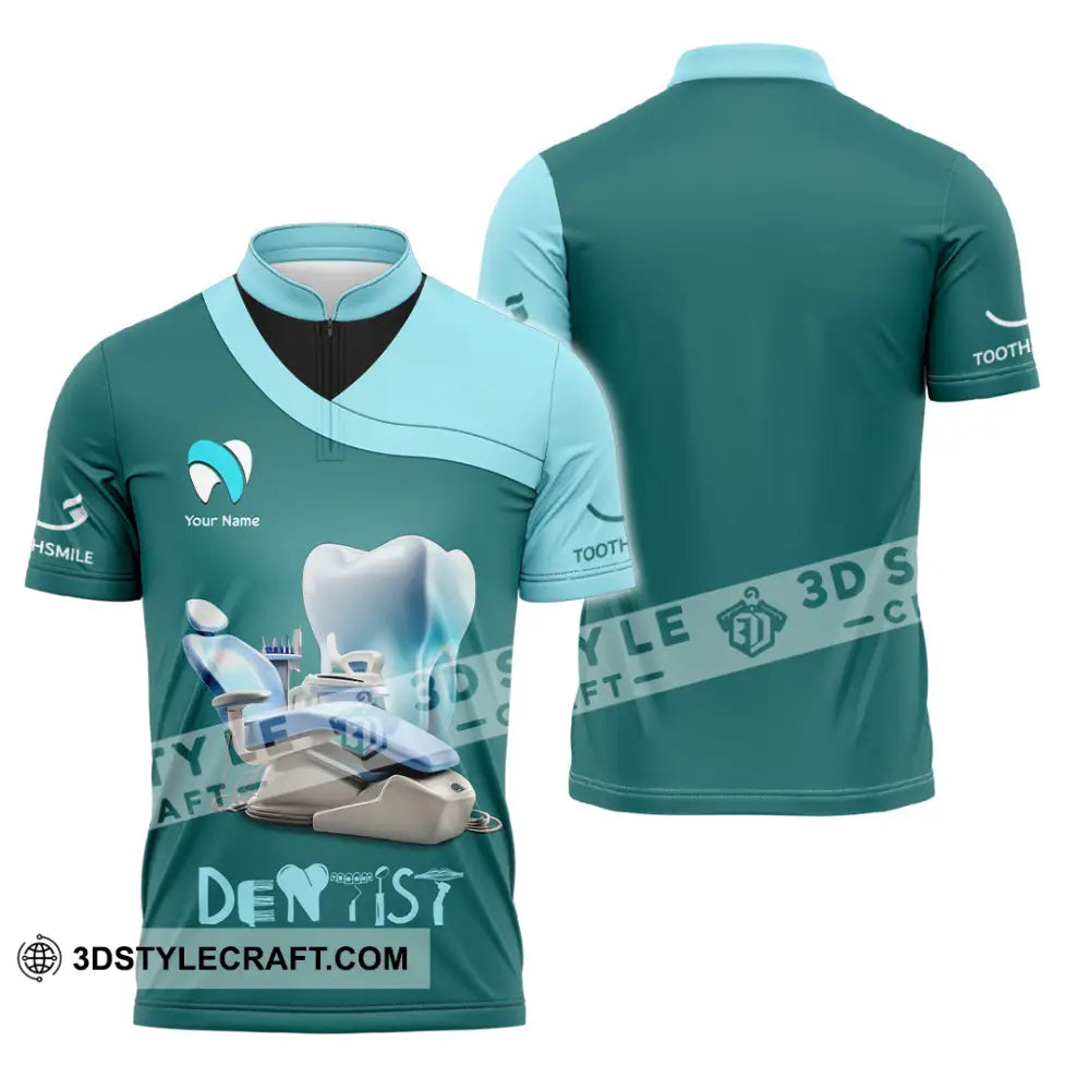 Unisex Shirt - Custom Text Dentist Shirt Zipper Polo Shirt / S T-shirt
