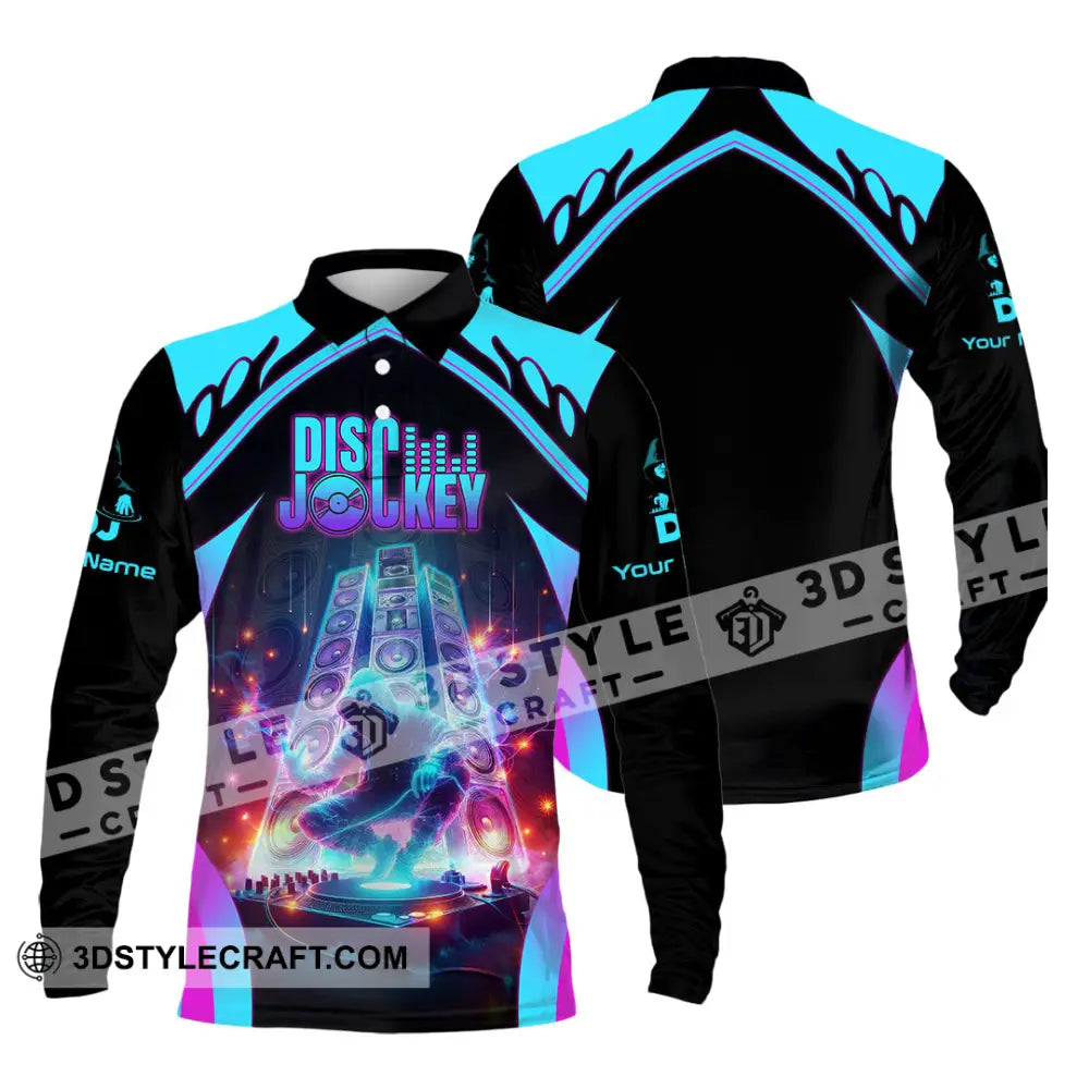 Unisex Shirt - Custom Text Dis Jockey Shirt Long Sleeve Polo / S T-shirt