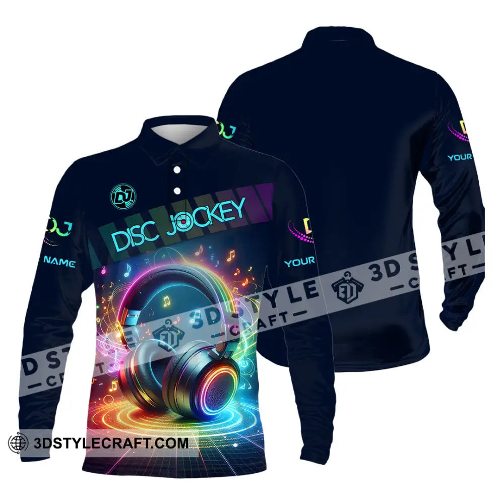 Unisex Shirt - Custom Text Dis Jockey Shirt Long Sleeve Polo / S T-shirt