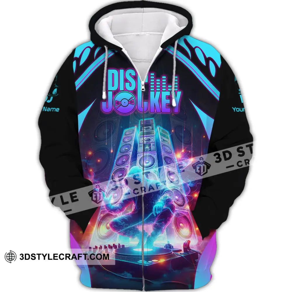 Unisex Shirt - Custom Text Dis Jockey Shirt Zipper Hoodie / S T-shirt