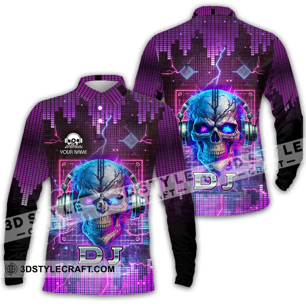 Unisex Shirt - Custom Text Disc Jockey Long Sleeve Polo / S T-Shirt